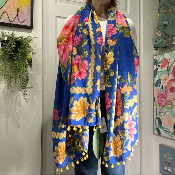 FARM Rio Accessories - Farm Rio Blue Summer Fruit Sarong Scarf NWT Floral Tropical One Size
